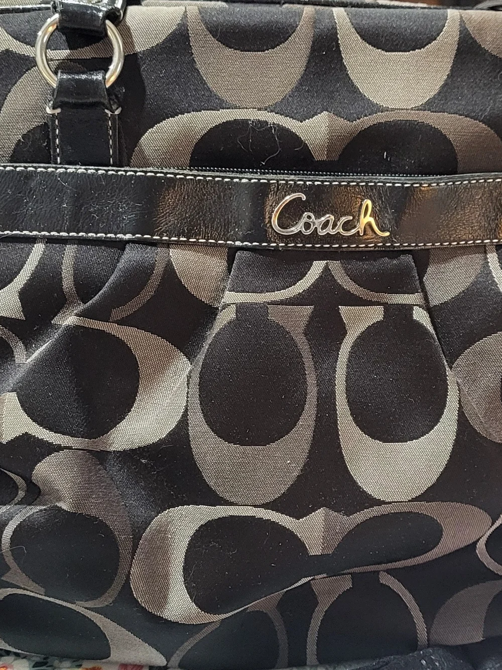 Coach Black and Gray Signature Tote